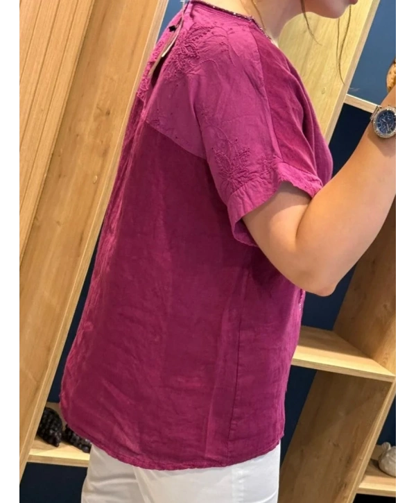 İtalyan Yıldız Desenli Bluz 82722 Magenta