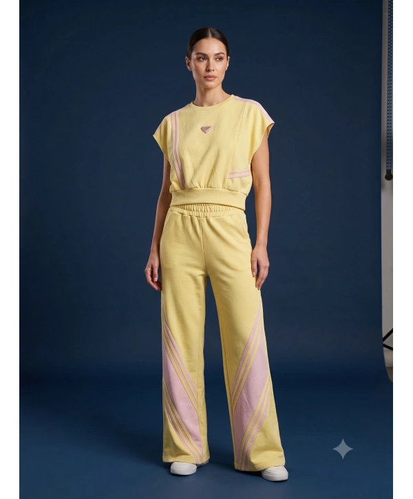 Sarı Pembe Şerit Detaylı İkili Luxe Spor Takım