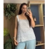 Askılı Arkadan Bağlamalı Keten Bluz Bebe Mavi