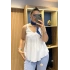 Askılı Pamuk Viscon Bluz Mavi