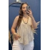 İtalyan Dantel Delikli Bluz Bej 83476