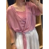 İtalyan Önden Bağlamalı İpek Bluz Pembe