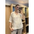 İtalyan Papatya İşlemeli Bluz Bej