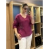 İtalyan Papatya İşlemeli Bluz Mürdüm