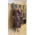 İtalyan Şal Desenli Gömlek Elbise Mürdüm