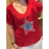 İtalyan Yıldız Desenli Bluz 82722 Kırmızı