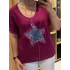İtalyan Yıldız Desenli Bluz 82722 Magenta