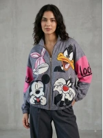Fermuarlı Gri Pembe Sweat