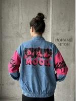 Fermuarlı Mavi Pembe Sweat