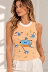 Taşlı Mini Lemur Bluz Somon