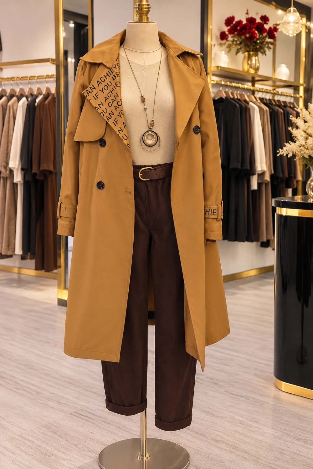 Astar Detaylı Trençkot Camel