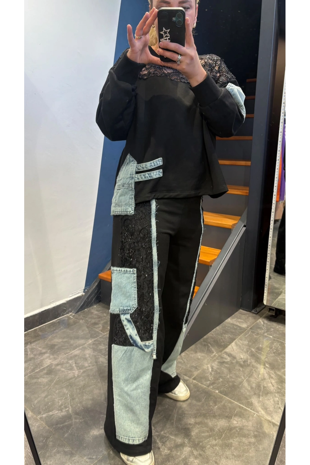 Black Lace Denim İkili Takım