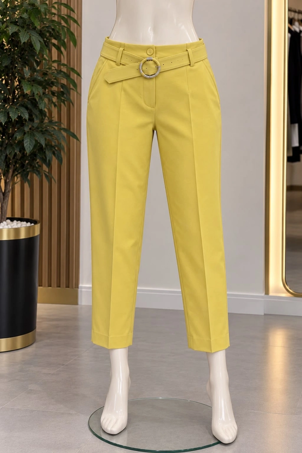 Lara Kemerli Pantolon Sarı
