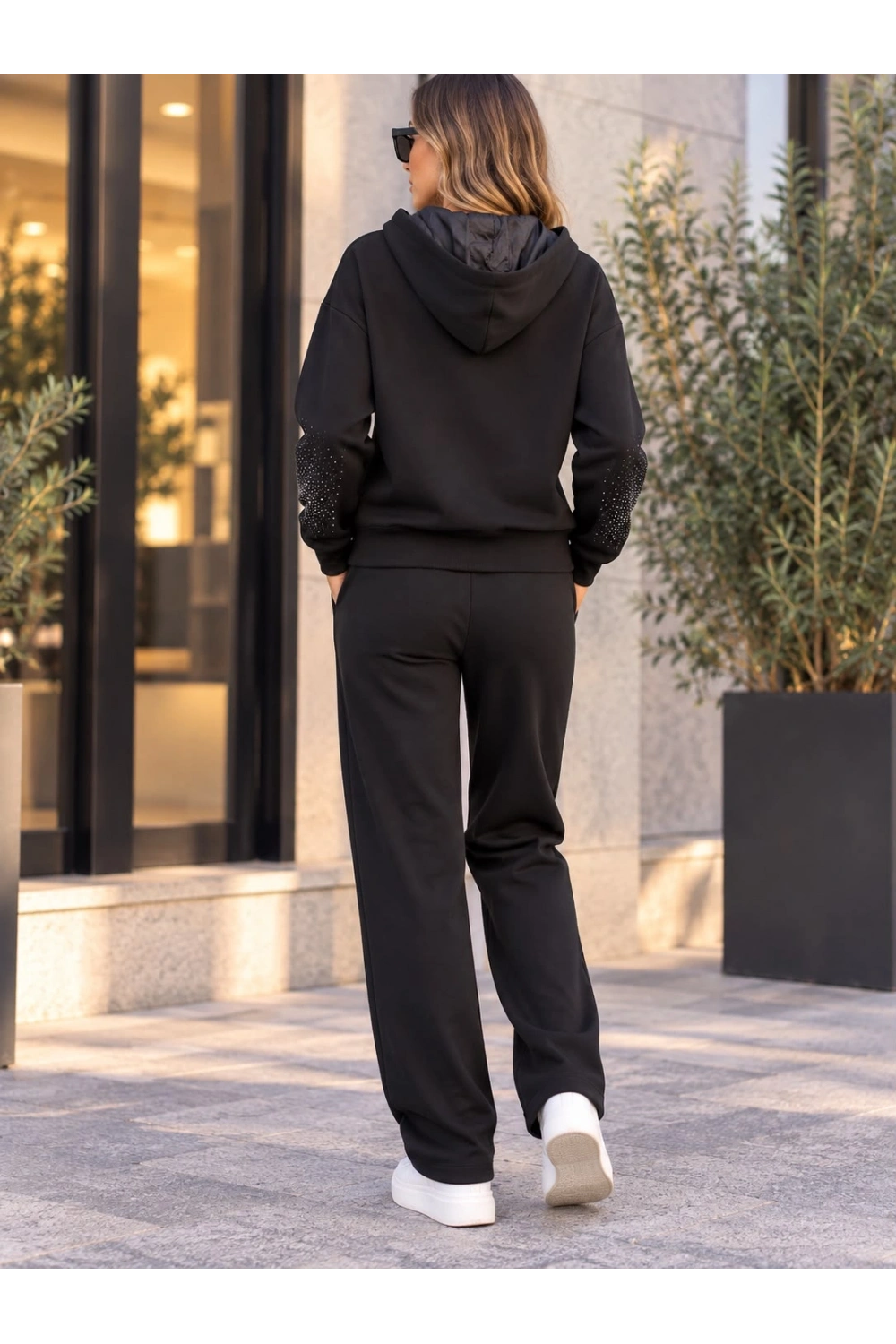 Oversize Işıltılı Kapüşonlu Eşofman Takımı