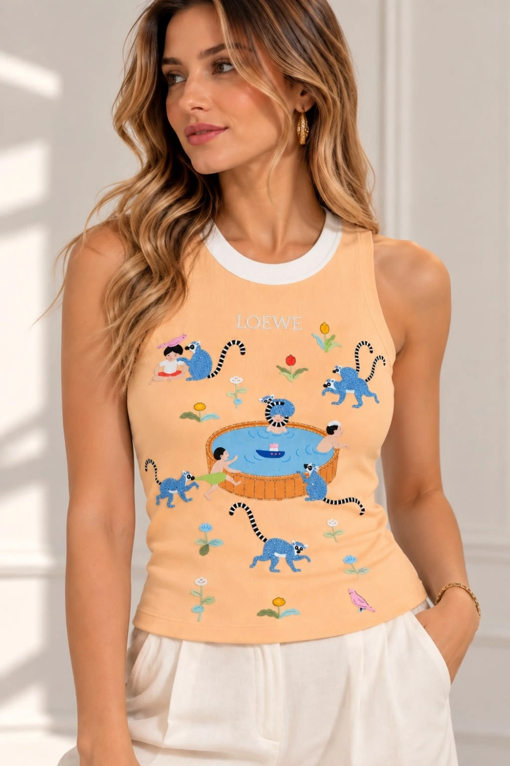 Taşlı Mini Lemur Bluz Somon