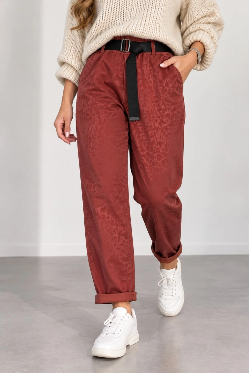 Vicon Kemerli Pantolon Bordo