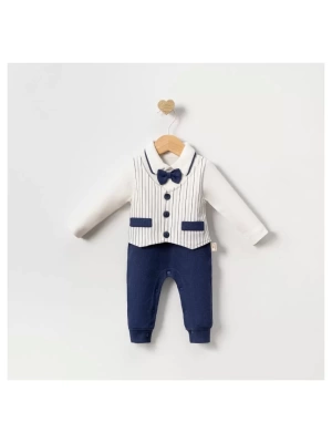 Baby Çizgili Papyonlu Erkek Bebek Tulum % 100 Pamuk