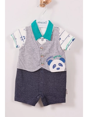 Baby Panda Desenli Erkek Bebek Tulum