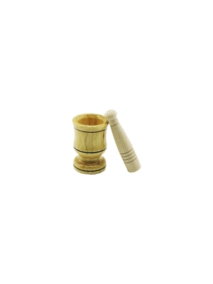Küçük Boy  Ahşap Havan Sarımsak Dövecek Ç: 6cm--d: 4cm--y: 8.8cm Fileli Ambalaj Roz