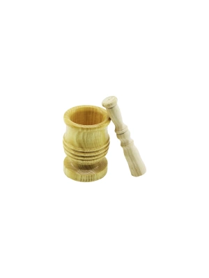 Orta Boy  Lüx Ahşap Havan Sarımsak Dövecek Ç: 7.3cm--d: 6.5cm--y: 10.5cm Fileli Ambalaj Roz