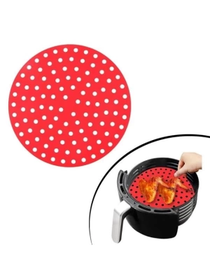 Renkli Isıya Dayanıklı Yıkanılabilir Silikon Fırın Ve Airfryer Yuvarlak Pişirme Matı 20 Cm Roz