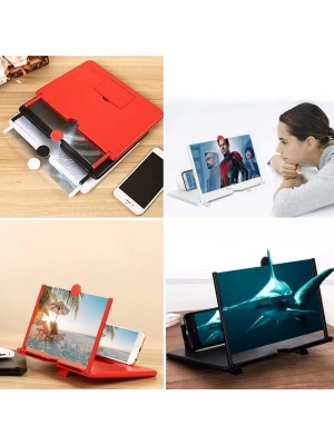 Telefon Ve Tablet Ekran Büyütücü Aparat Kırmızı Roz
