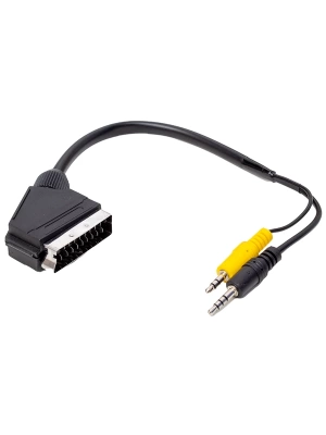 Uydu Alıcısı Av Kablo 3.5 Mm Stereo Erkek/scart Kablo 35 Cm Uzun Ve Kısa Jack Bir Arada Roz