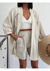 Kadın Boncuk Detay Kimonolı Şortlu Takım