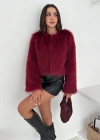 Kısa Kürk Ceket Bordo