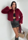 Kısa Kürk Ceket Bordo