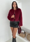 Kısa Kürk Ceket Bordo