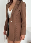 Kuşgözü Detaylı Kaşe Ceket Kahverengi