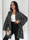 Kazayağı Desenli Kimono Siyah
