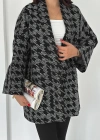 Kazayağı Desenli Kimono Siyah