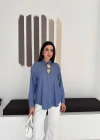 Büyük İğne Tokalı Denim Gömlek