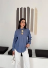 Büyük İğne Tokalı Denim Gömlek