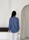 Büyük İğne Tokalı Denim Gömlek