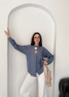 Büyük İğne Tokalı Denim Gömlek