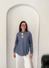 Büyük İğne Tokalı Denim Gömlek