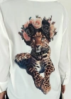 Aslan Desen Baskılı Taşlı Gömlek