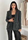 Beli Lastikli Kaşe Ceket Antrasit