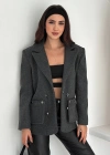 Beli Lastikli Kaşe Ceket Antrasit
