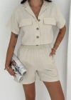Beli Lastikli Şort Gömlek Takım