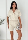 Beli Lastikli Şort Gömlek Takım