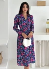 Çiçek Desenli Elbise Mor