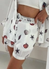 Desenli Keten Şortlu Takım