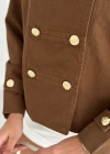 Düğme Detaylı Yağmur Gabardin Ceket Kahverengi