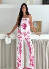 İthal Jessica Kumaş Desenli İkili Takım Pembe