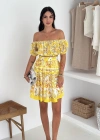 İthal Krep Kumaş Desen İkili Takım Sarı