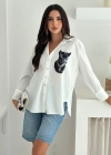 Jaguar Desen Baskılı Taşlı Gömlek